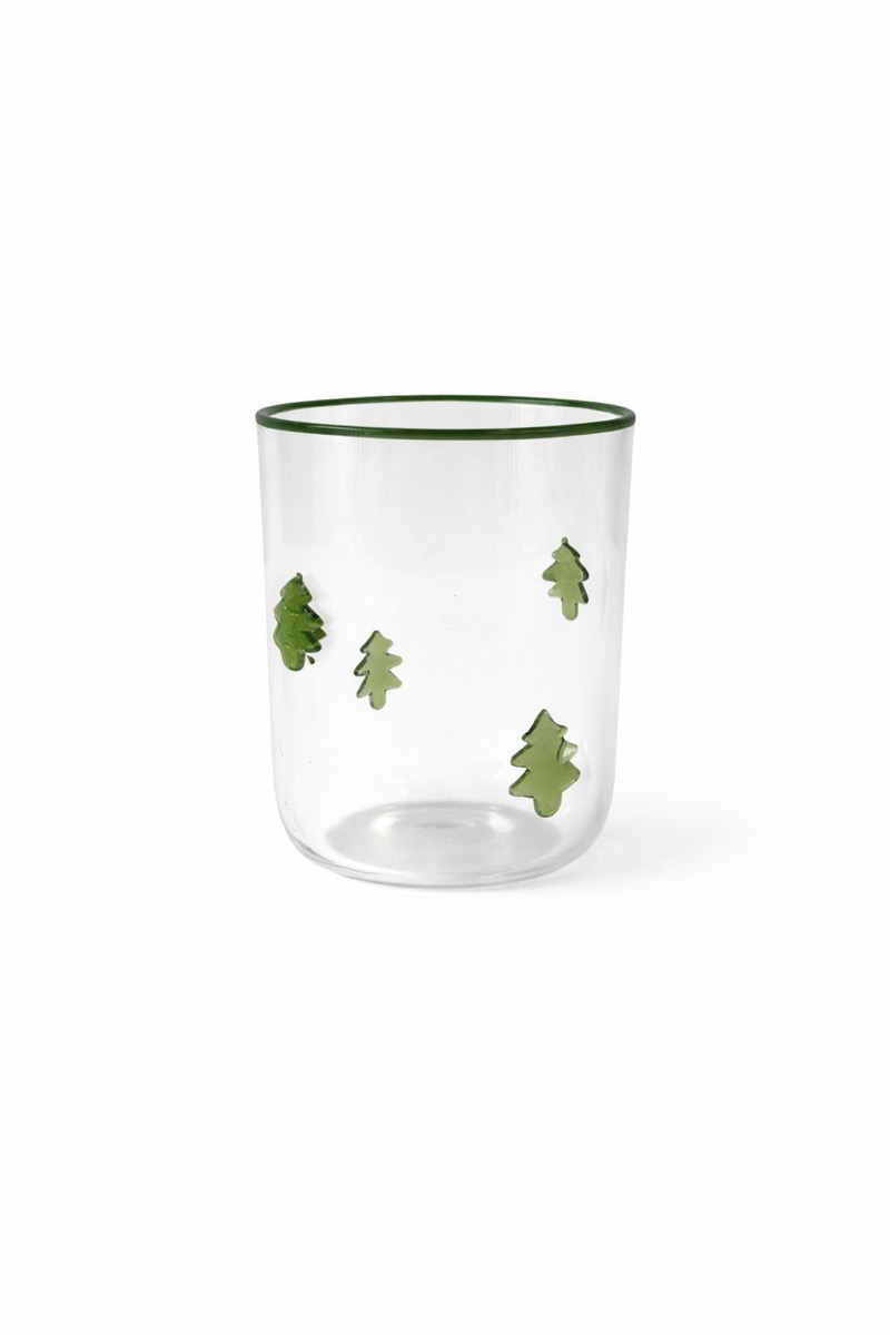 Pink double-wall borosilicate glasses with candy-cane, heart and holly motifs